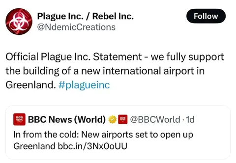 Plague Inc Supports Greenland Airports