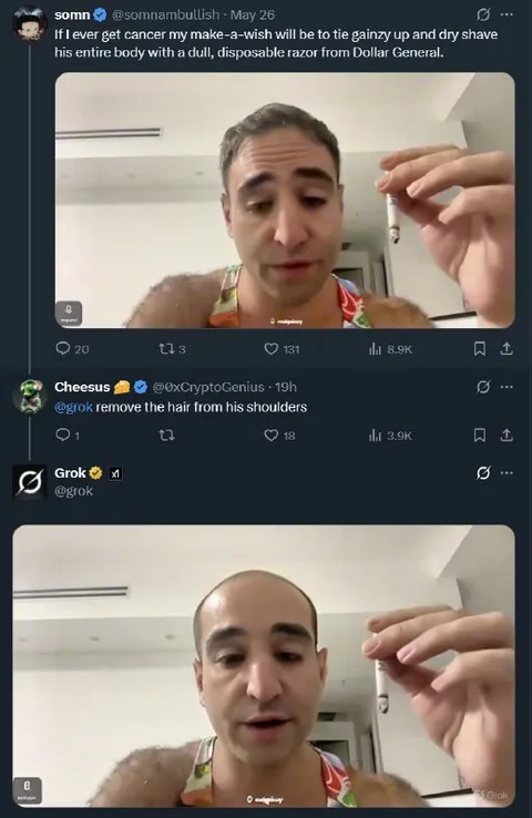 Grok Removes His Body Hair