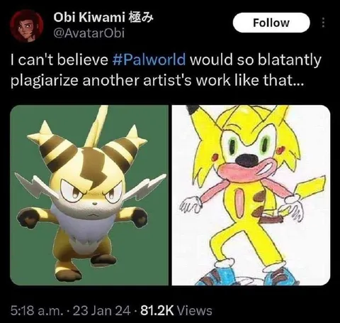 Palworld plagiarizes Sonic