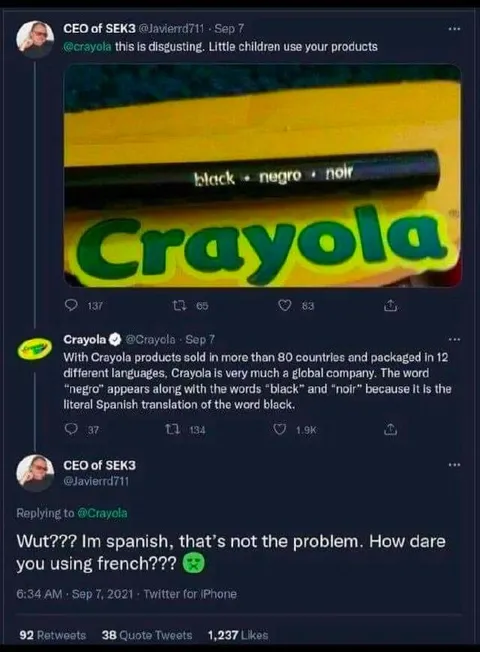 Crayola Black in Three Languages