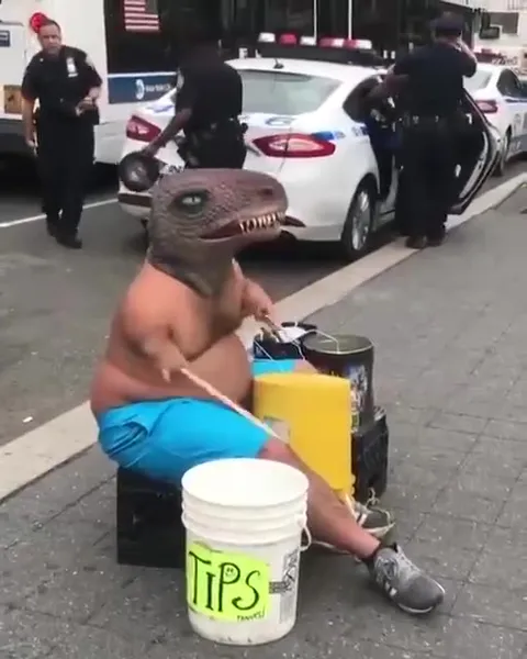 Dinosaur Street Drummer Gets Arrested