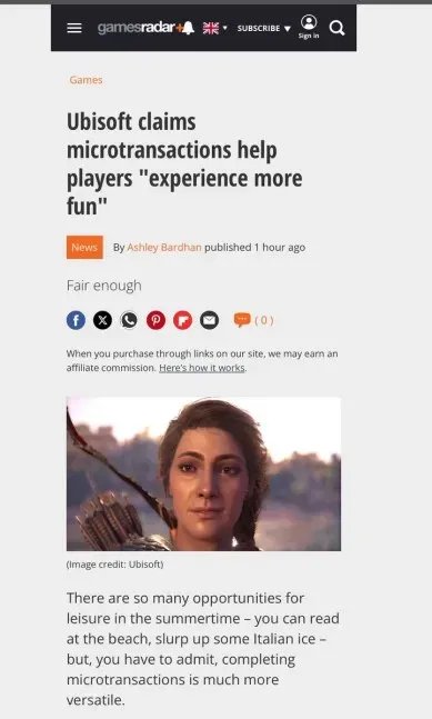 Ubisoft Microtransactions Experience More Fun