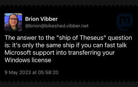 The Ship of Theseus Windows License