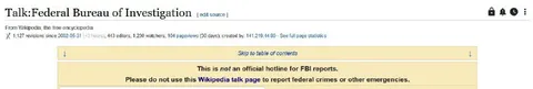 Wikipedia FBI Hotline Warning