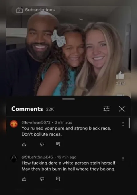 Racist Comments Under Family Photo
