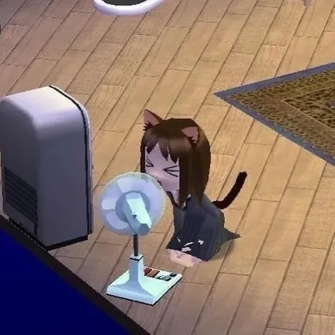Кошкодевочка убирает за компьютером