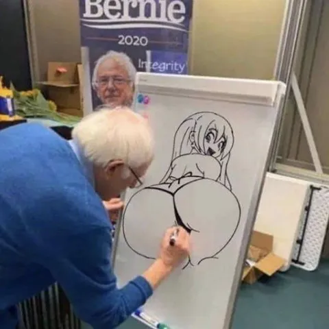 Bernie Sanders Draws Anime Butt