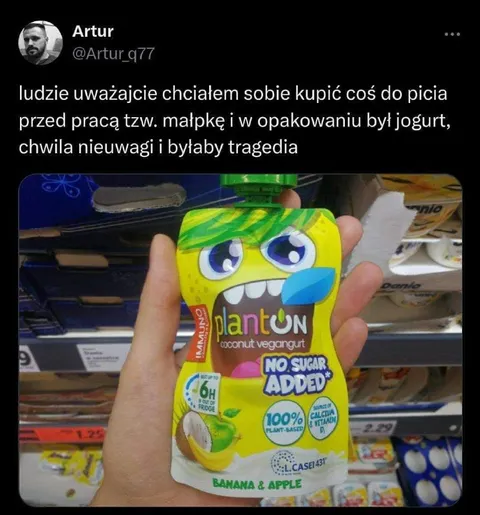 Jogurt zamiast małpki