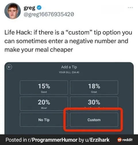 Negative Tip Life Hack