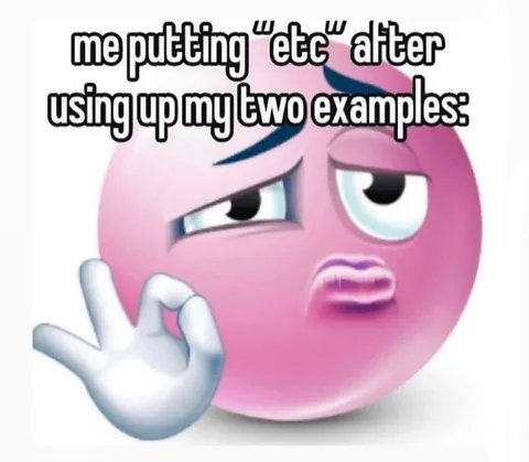 Putting etc after two examples