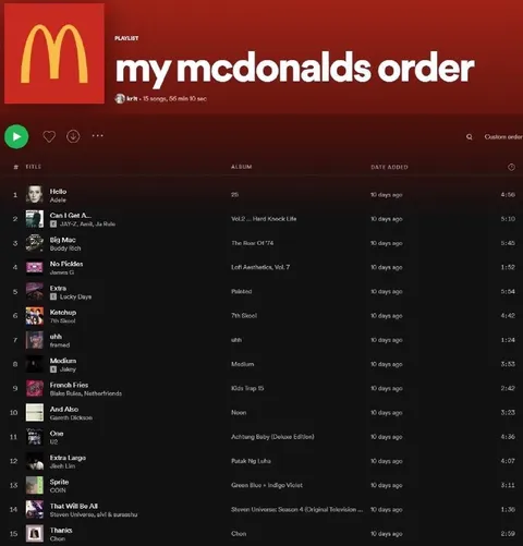 My McDonald's Order Playlist