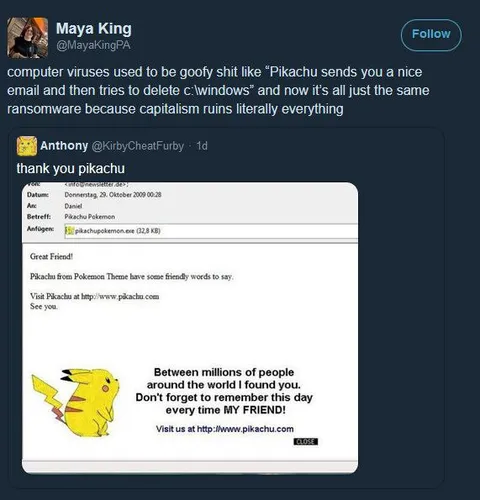 Pikachu Email Virus Nostalgia