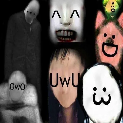 Коллаж странных OwO и UwU лиц