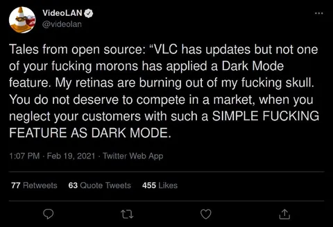 VLC Dark Mode Rant