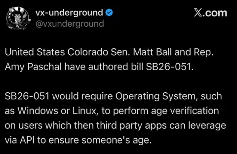 Operating System Age Verification Bill