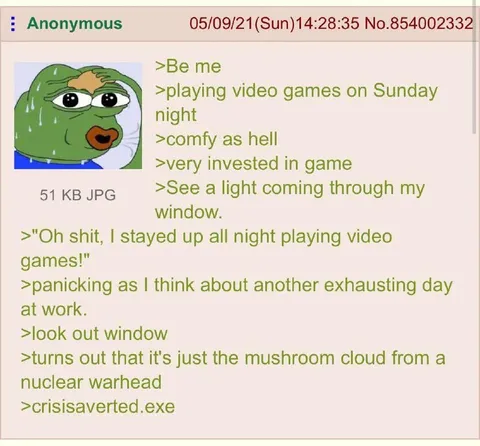 Pepe Stays Up Playing Games