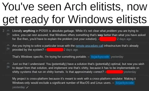 Arch Elitists vs Windows Elitists