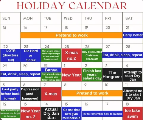 Holiday Calendar for Lazy Workers