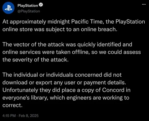 PlayStation Concord Breach Announcement