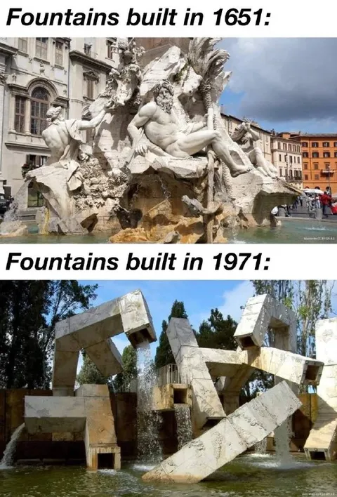 Fountains Built in 1651 vs 1971
