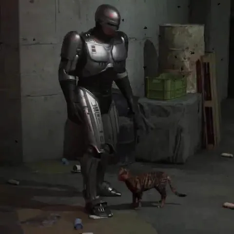 RoboCop Pets the Cat
