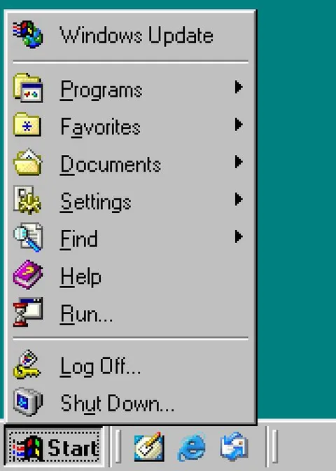 Windows 98 Start Menu