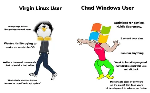 Virgin Linux User vs Chad Windows User