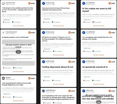 Reddit AI Art Depression Posts