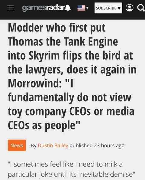 Thomas the Tank Engine Modder Flips Off Lawyers