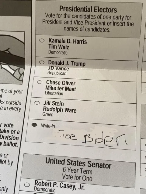 Write-In Joe Biden Ballot