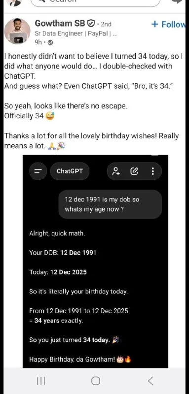 ChatGPT Confirms Turning 34