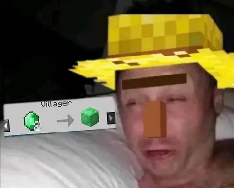 Crying Minecraft Villager Trade