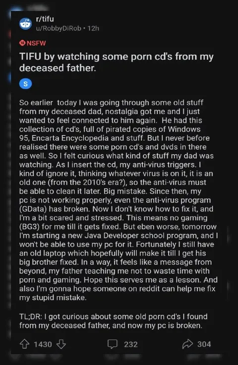 Porn CDs Broke My Dad’s PC