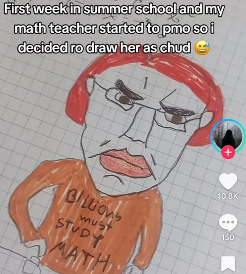 Math Teacher Drawn as Chud
