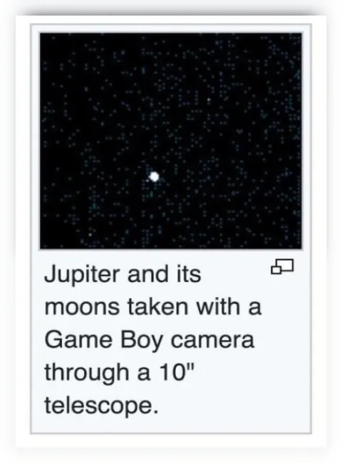 Jupiter and its moons with Game Boy camera