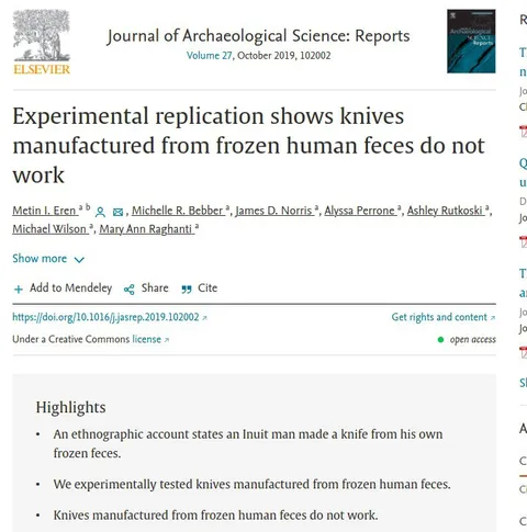 Frozen Human Feces Knife Study