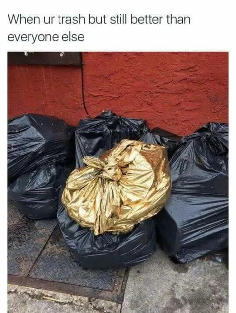 Gold Bag Among Trash