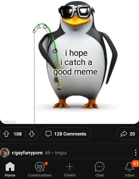 Penguin Fishing for a Meme