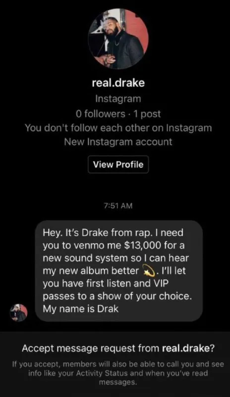 Drake Asks for $13,000