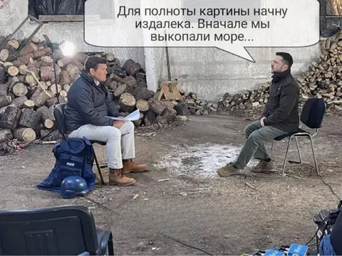 Зеленский на допросе среди дров