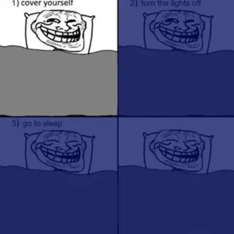 Trollface bedtime routine