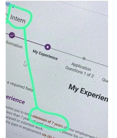 Intern With Seven Years Experience