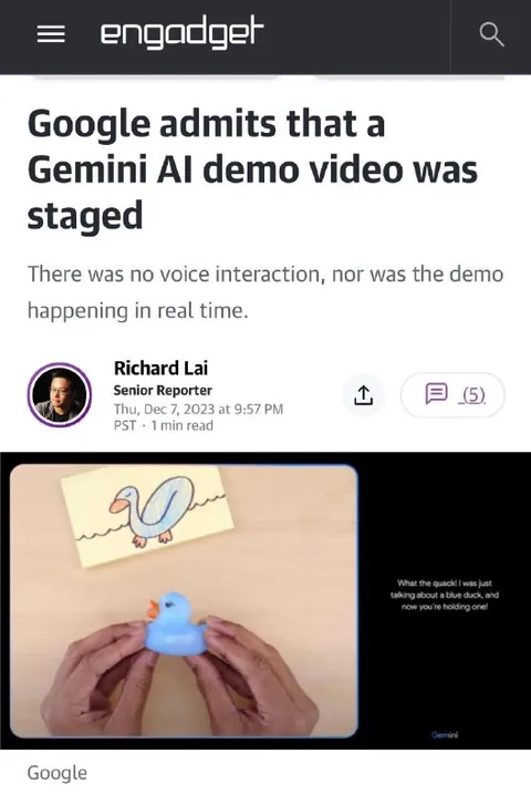 Google Gemini Demo Staged