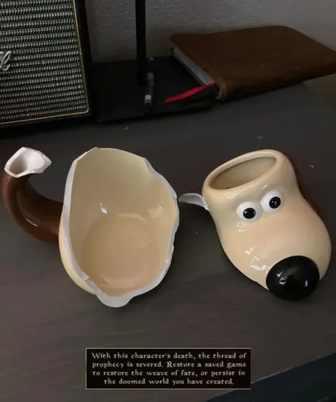 Broken Dog Mug Game Over