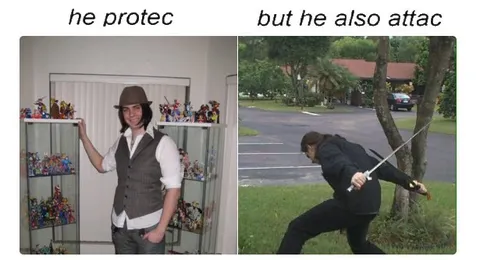 He Protec But Also Attac