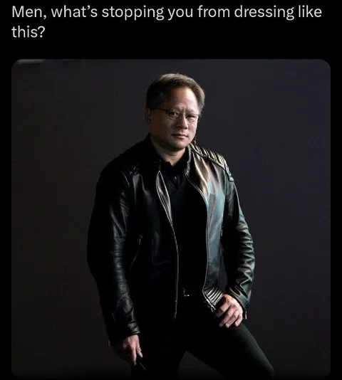 Jensen Huang Leather Jacket Look