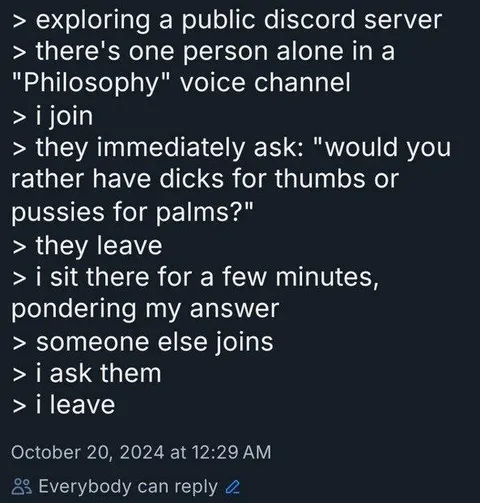 Philosophy Voice Channel Question