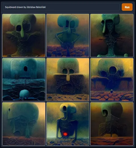 Squidward in Beksiński Style