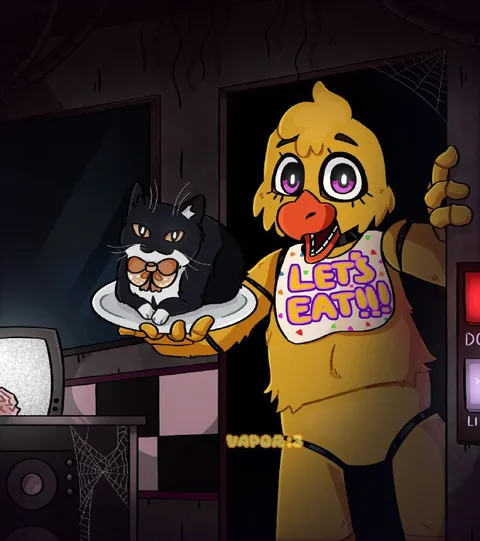 Chica Serves a Cat Dinner