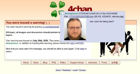 4chan Warning for Off-Topic Posting